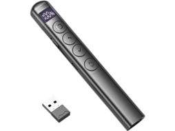 Comando de Apresentação Sem Fios ZRUXE 2.4ghz Recarregável Usb c com Hiperligação Controlo de Powerpoint Ideal para Ensino e Escritório Pret