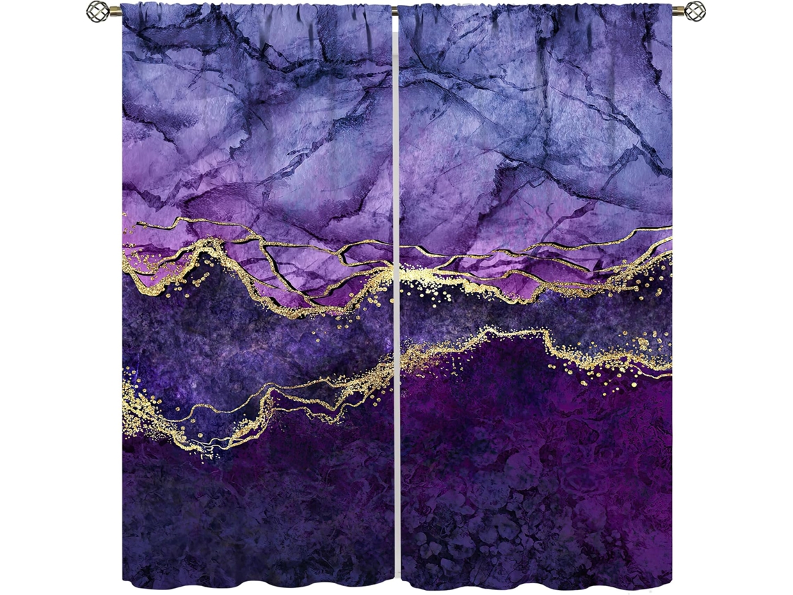 Cortina De Mármore Roxo, Cortinas Abstratas Em Dourado E Roxo, Obra De Arte Decorativa Moderna E Elegante Para Sala
