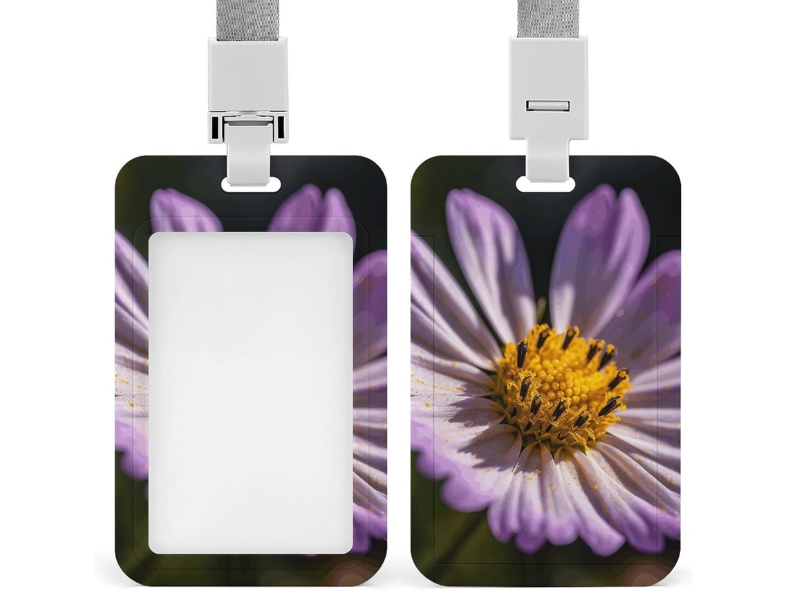 Porta Crachá Com Flor Roxa Data, Personalizável, A Prova D Água, Ideal Functionarios De Escritório E