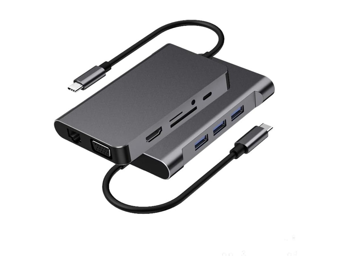 Lurelia Dock Usb-c 10 Em 1 Com 4k 30hz, 1080p, Hdmi, Vga, Displayport, Ethernet Gigabit, Usb 3.0, Usb 2.0, Sd/tf, Pd 100w, Áudio 3,5 Mm