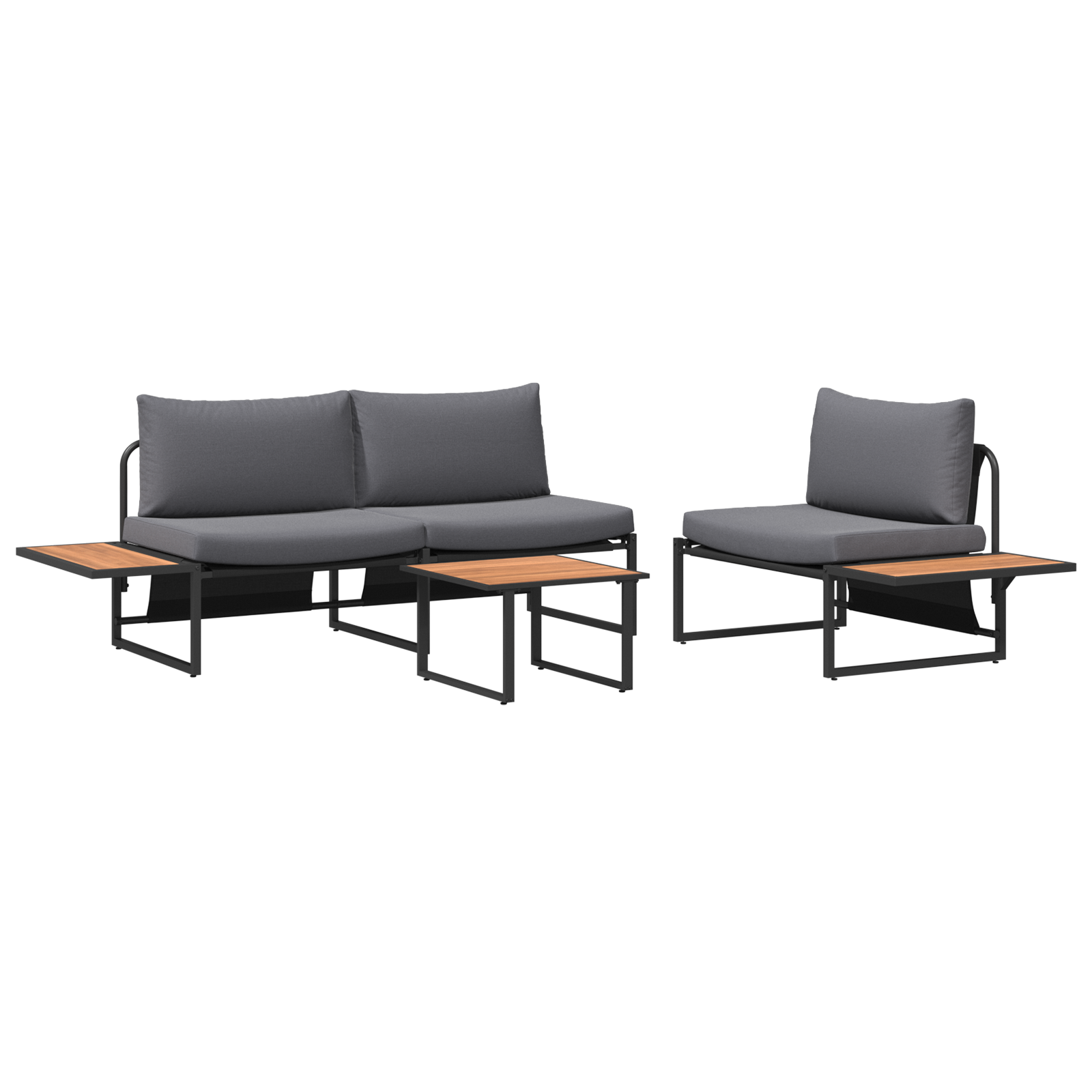 Conjunto 3 Conjunto De Jantar Para Jardim Vidaxl Preto Aço (55 X 55 X 70 Cm)
