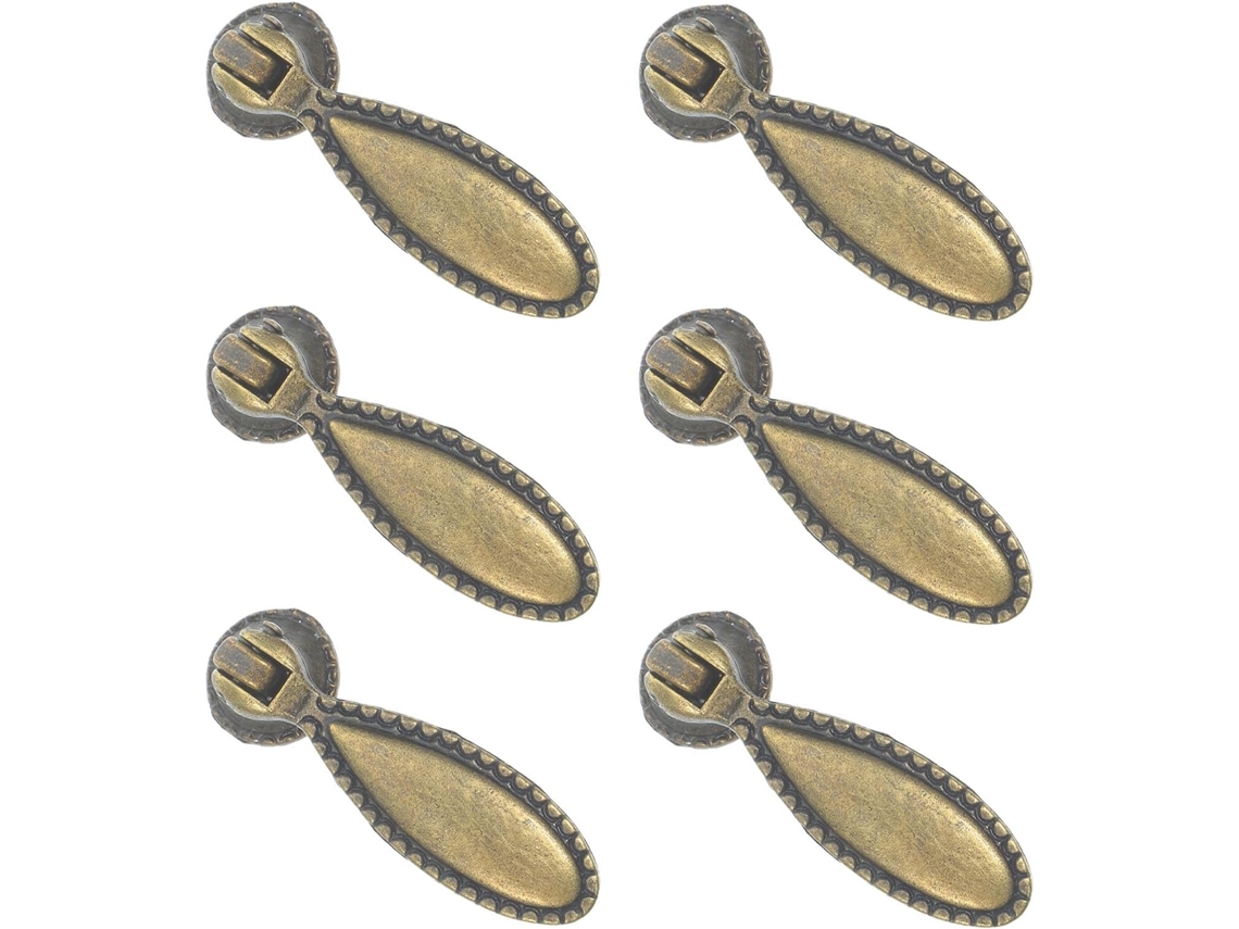 Conjunto de 6 puxadores antigos vintage para armário, em liga de zinco, com um furo.