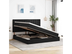 Vidaxl Cama Com Arrumação E Colchão Preto 200 X 200 Cm Veludo