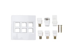 Placa de Parede Multimídia Av com 3 Rca 3.5mm Tv9.5 e Conexão Tipo F
