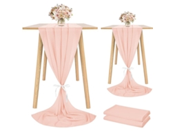 2026 runner de Mesa de Chiffon Rosa Claro para Boda Romántica Transparente 2 Piezas