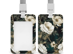 Porta-crachá de plástico resistente com estampa floral, ideal para cartões de proximidade, cartões de crédito ou crachás.