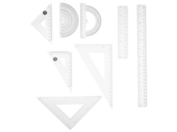 Conjunto de 8 réguas triangulares Nolitoy com peças de transferência para estudantes, réguas geométricas de plástico.