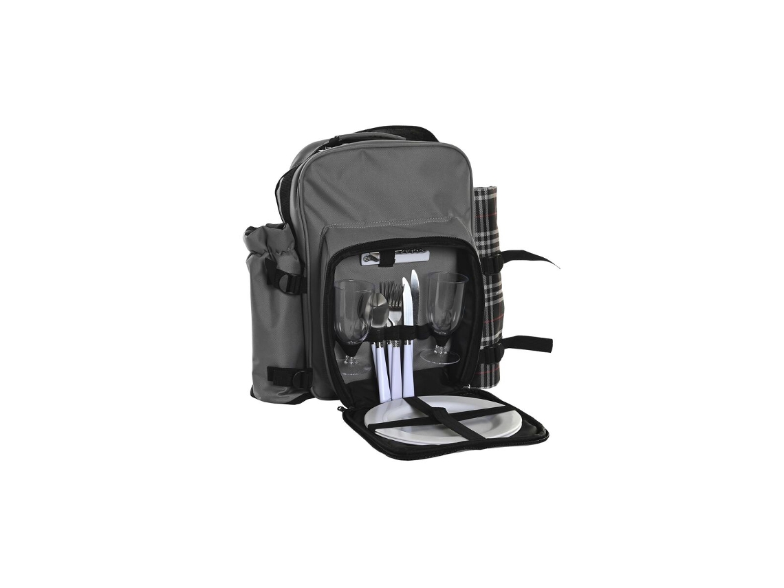 Picnic Set Dkd Home Decor 28,5 X 20 X 39 Cm Poliéster Cinzento Escuro