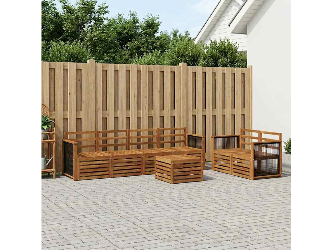 Vidaxl Conjunto De Sofás Para Exterior 7 Unid. Natural