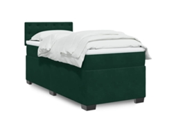 Vidaxl Cama Com Molas/colchão 80x200 Cm Veludo Verde-escuro