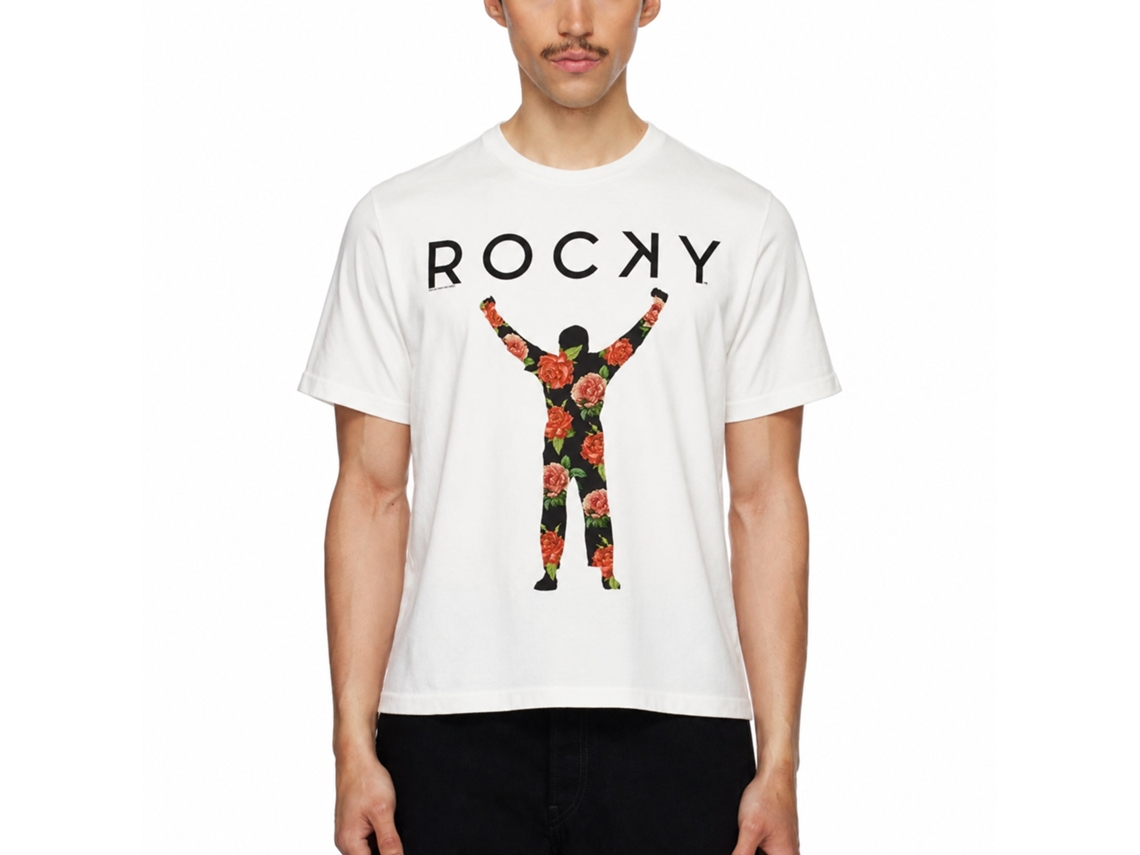Rockinstone Rocky Movie Flower 2 White Adult T-shirt Size:s