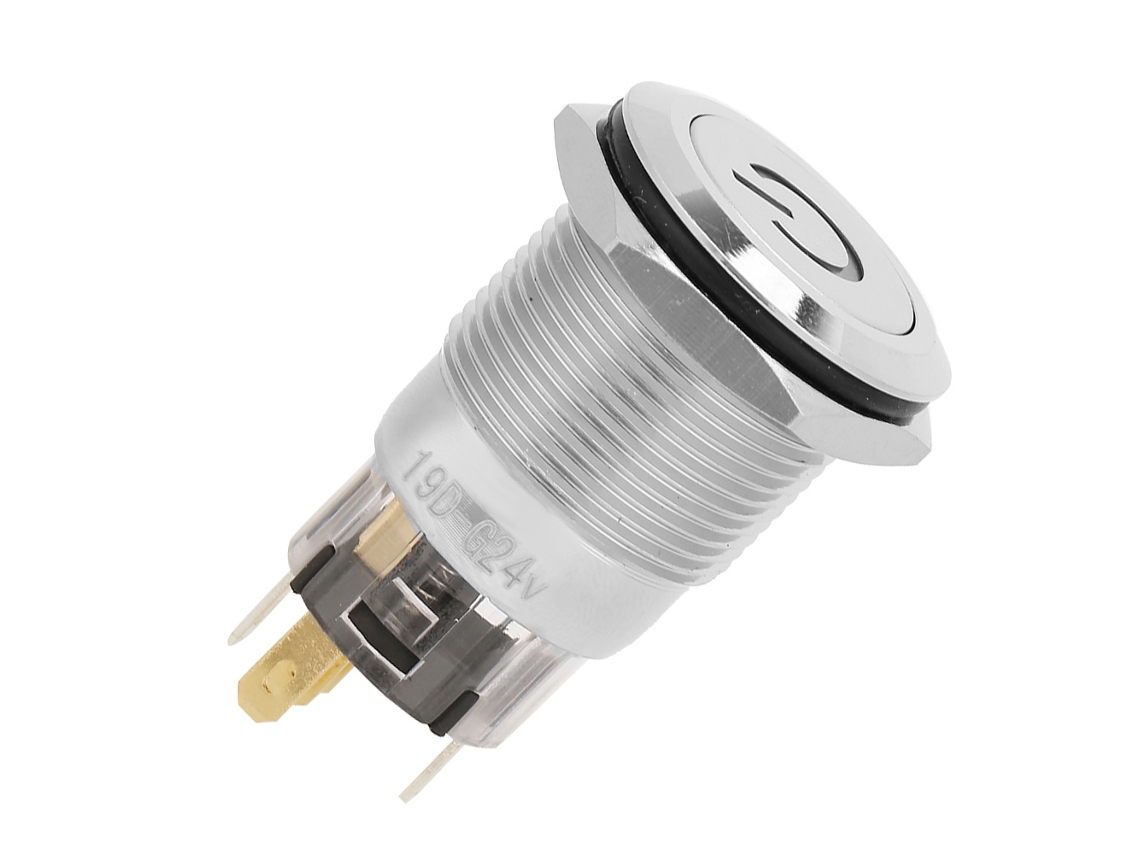 Botão Indicador Flat Head com Rótulo de Energia Metal