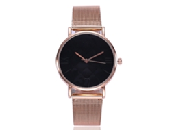 Relógio de Pulso Feminino Vansvar de Quartzo com Pulseira de Malha Preta Elegante