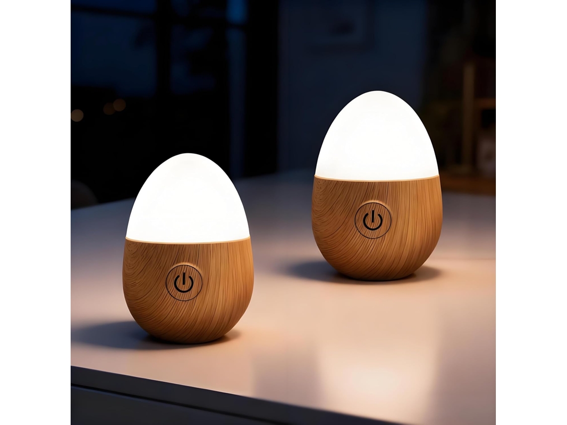 Conjunto De 2 Luminárias Noturnas Rgb Em Formato Ovo Da Mengshen Com Base Vidro E Ajuste Automático Brilho Para Quarto