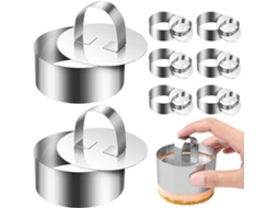 Conjunto De 16 Formas Redondas De Aço Inoxidável Para Bolos Com Empurr
