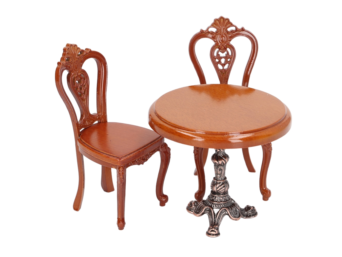 Primerox conjunto Mesa e Cadeiras Miniatura Casa de Bonecas Betula Liga 1/12 Acessórios Diy