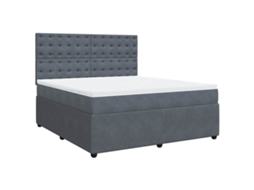 Cama com Molas e Colchão Veludo Cinzento Escuro MAISON EXCLUSIVE (180x200 cm)
