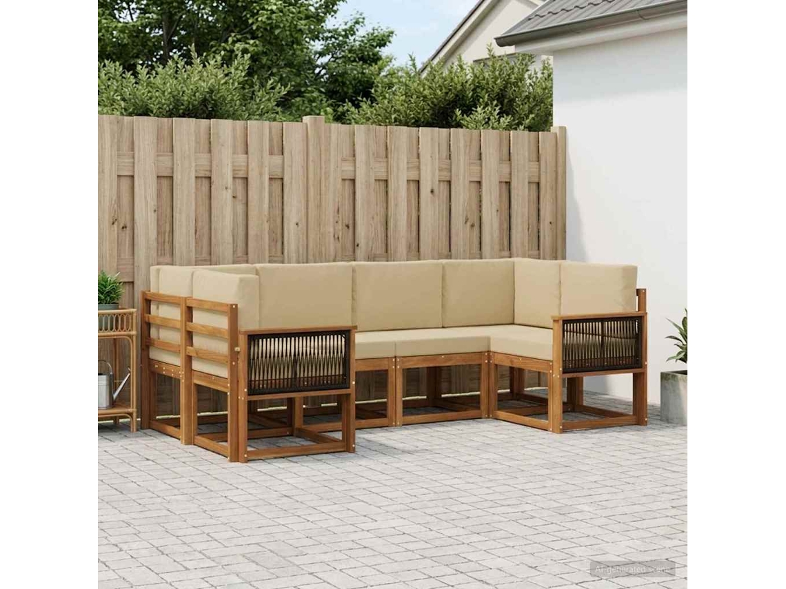 Vidaxl Conjunto De Sofás Para Exterior 6 Unid. Natural E Bege