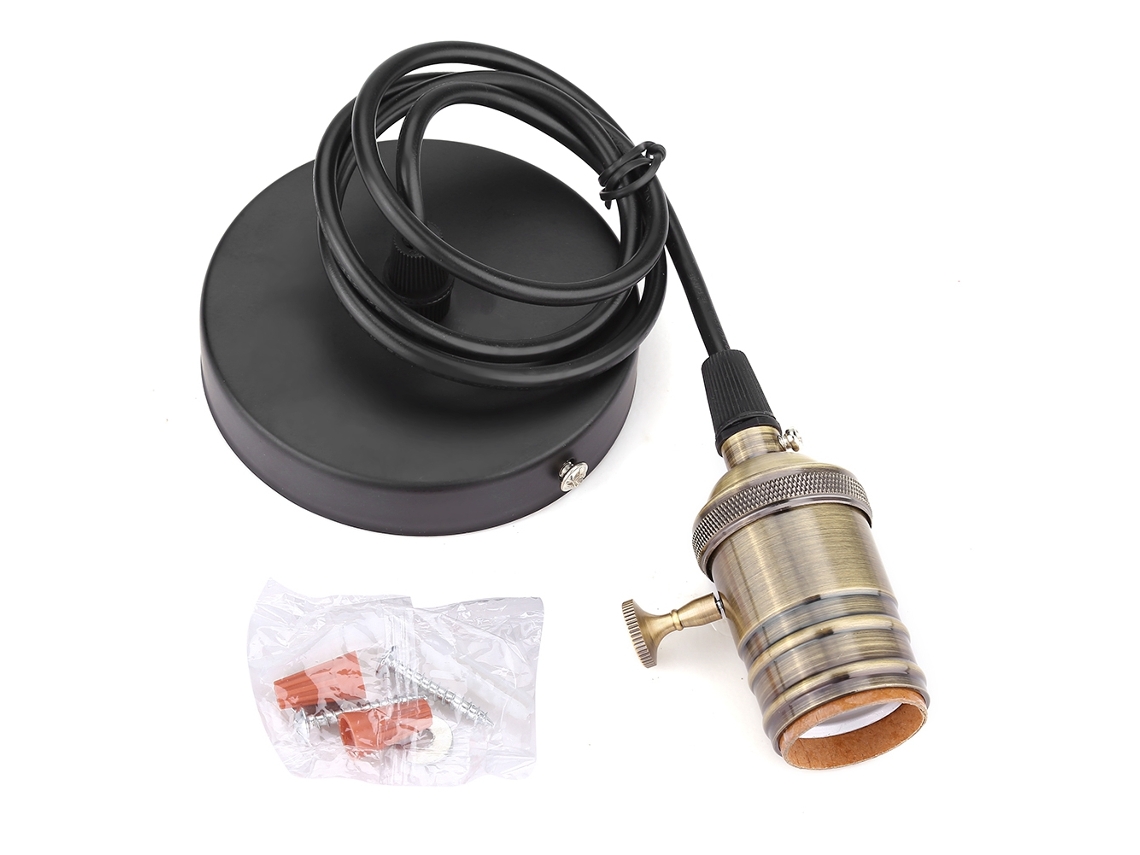 Soquete E27 estilo retrô (com interruptor de cobre integrado, ideal para luminárias DIY)