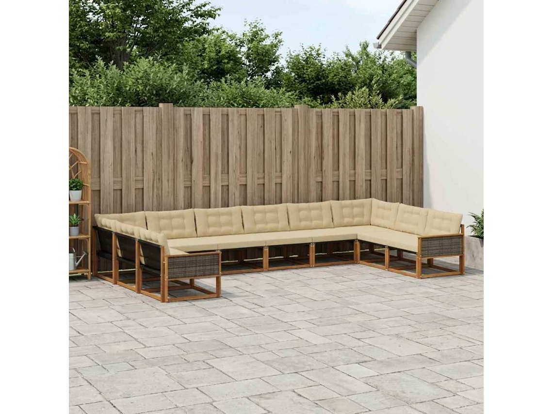 Vidaxl Conjunto De Sofás Para Exterior 10 Unid. Natural E Bege