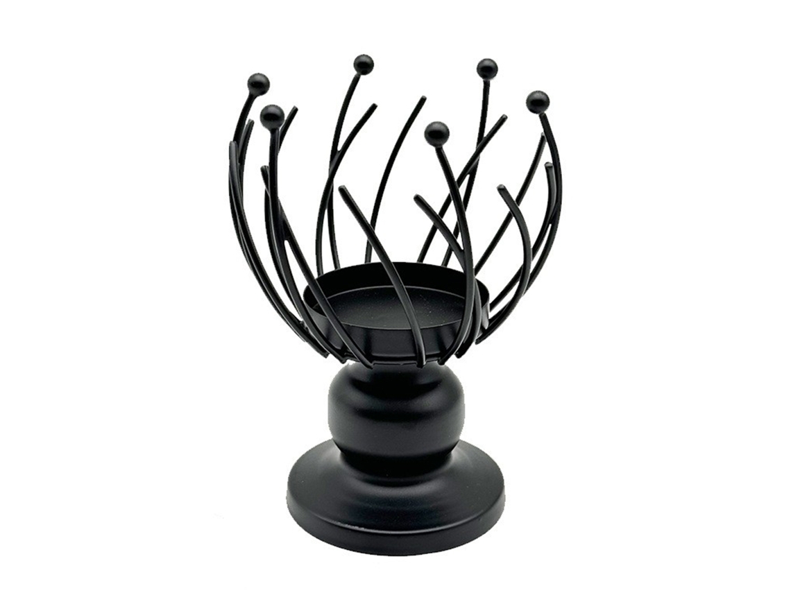 Vela de Candelabro Preto B com Funções Múltiplas e Aromaterapia, Suporte para Suculentas LAXISCREED