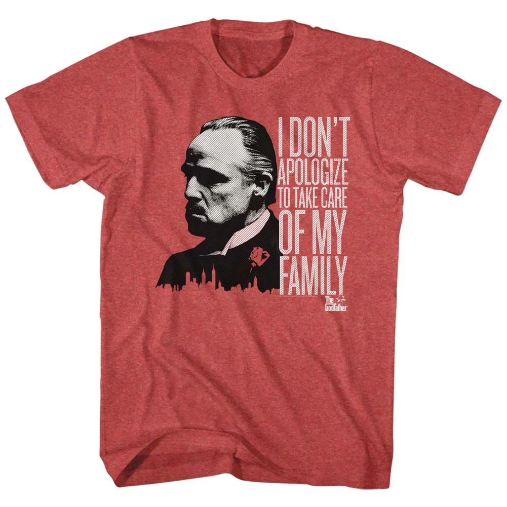 Unisex Adult T-shirt Rockinstone Godfather No Apologies Heather Red Sizes