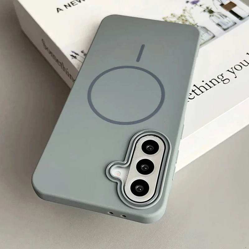 Capa Magnética Fosca Para Celular Samsung (galaxy S26 Ultra Cinza), Compatível Com Carregamento Sem Fio.
