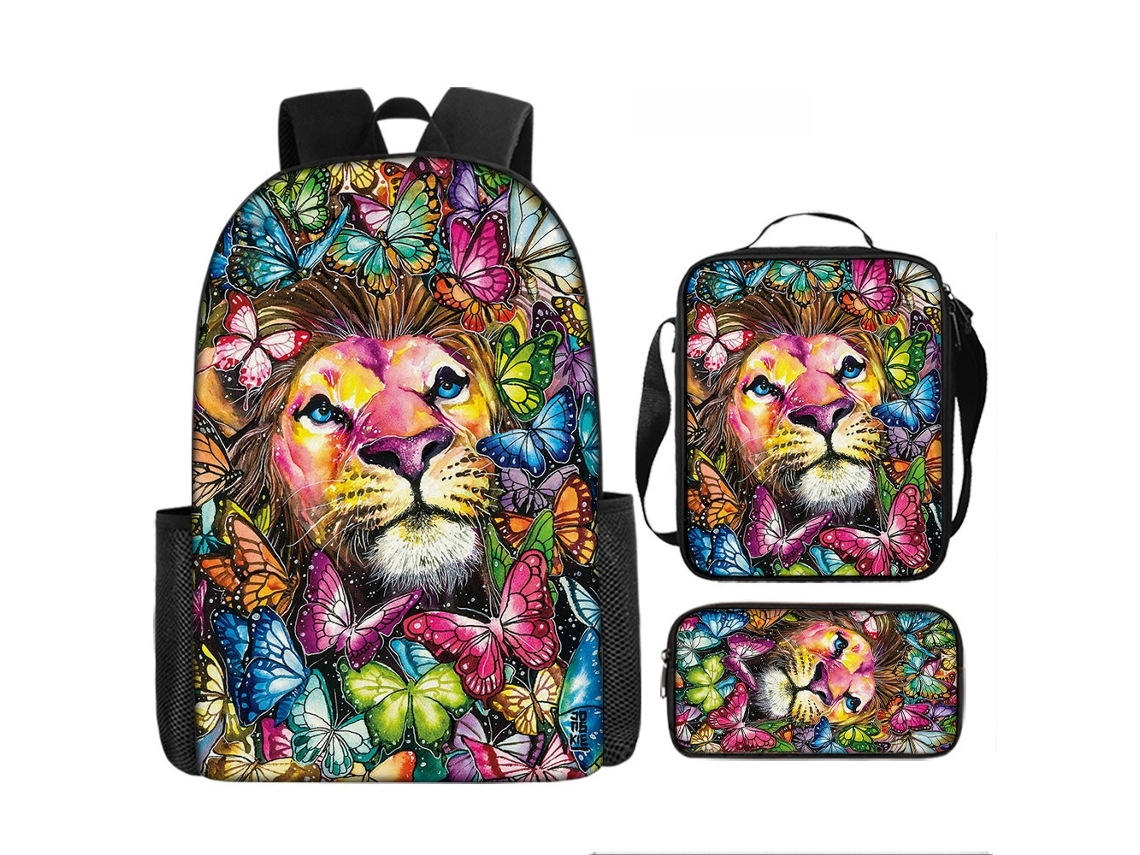 Mochila De Estudante 17 Polegadas - Conjunto 3 Peças Com Estojo E Lancheira Ideal Para Escola (estilo 18)