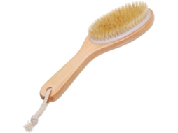 Escova De Banho Madeira Com Cordão Para Pendurar, Cerdas Naturais E Cabo Curvo Para Esfoliação Corporal Massagem Dos