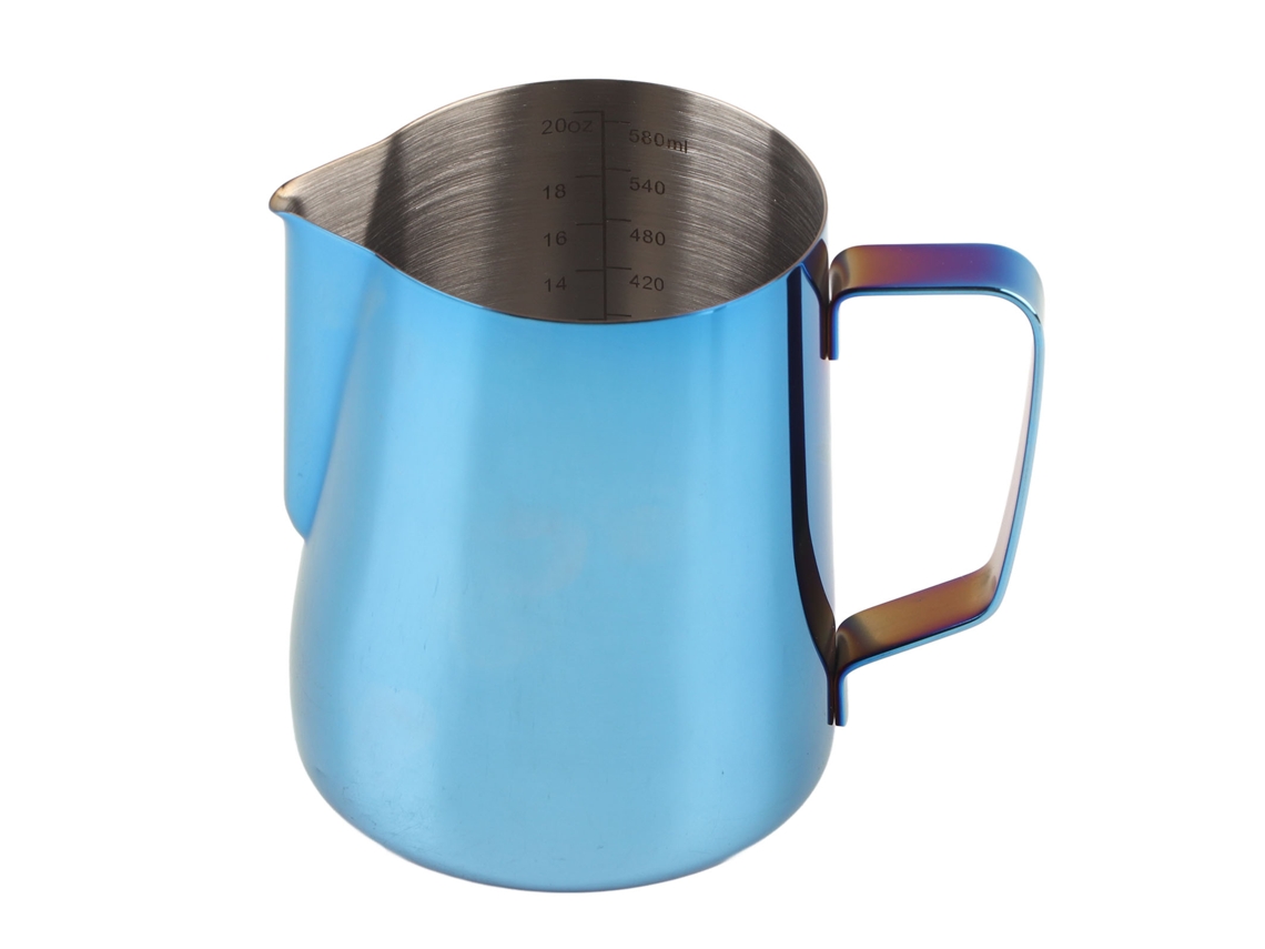 Espumador De Leite Estilo Japonês, Xícara De Café De Aço Inoxidável 304, 600 Ml, Azul Brilvibera