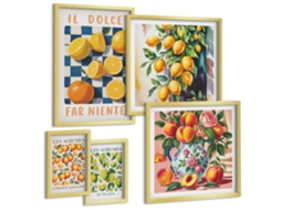 Conjunto De Pinturas Cítrico Retro Na Cozinha Espelharte (5 Peças)