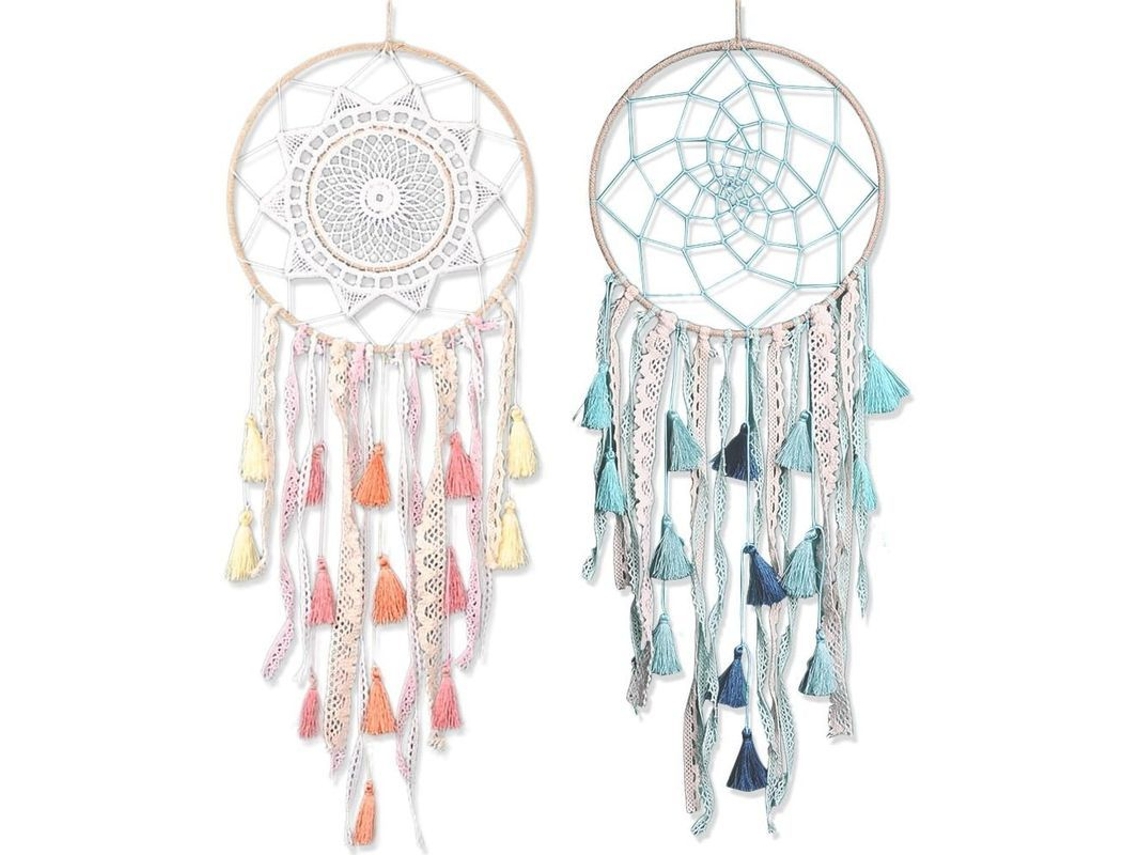 Cazador De Sonhos Feito À Mão Rosa E Verde, Tapete De Macramé Boêmio Para Parede, Mandala Lunar