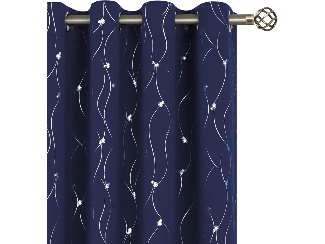 Cortinas Blackout Com Padrão De Ondas, 213 Cm De Comprimento, Pacote Com 2, Com Ilhós, Isolamento Térmico, Para Quarto, 132 X 213 Cm Zhe