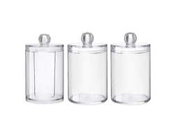 3 Unidades de Portaalgodones Y Bastoncillos Transparentes Con Tapa, Dispensador de Almacenamiento para Baño Y Maquillaje