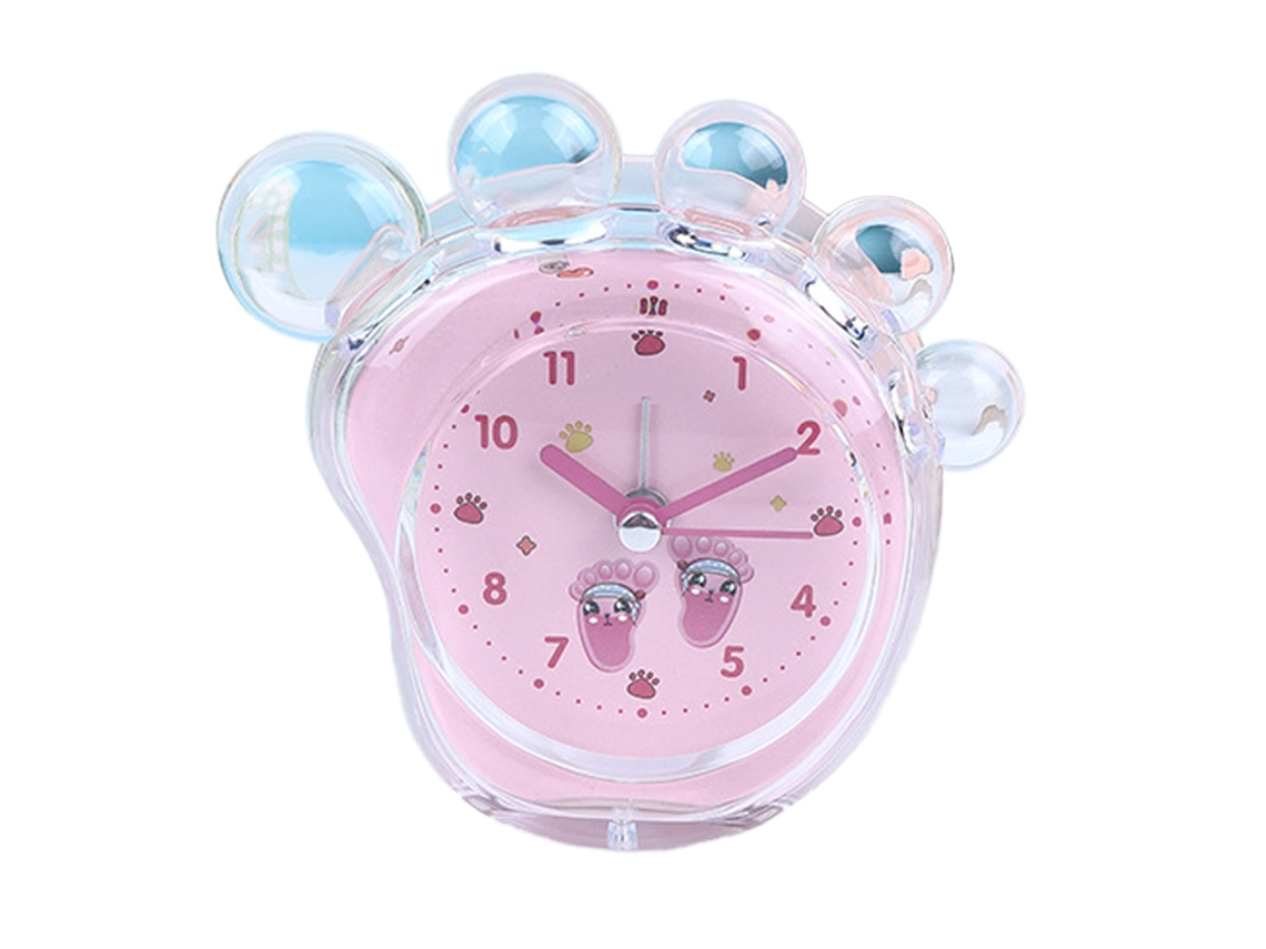 Despertador Infantil Em Forma De Pé Cute Cartoon Color Cristal Jelly Para Crianças Meninos E Meninas Quarto Rosa