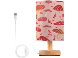 Abajur De Cabeceira In Format Cogumelo Aquarelado Para Quarto, Con Portas de Regamento USB C, Luminária De Mesa