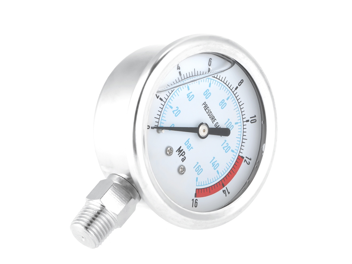 Manômetro De Pressão 0-160bar 0~16mpa 1/4" Npt 60mm Dial Para Ar, Hidráulico E Água