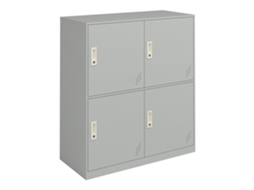 Cacifo Metálico Rautavaara 4 Portas com Fechadura de Aço 100X90X40Cm Cinzento Pálido [EN.CASA]