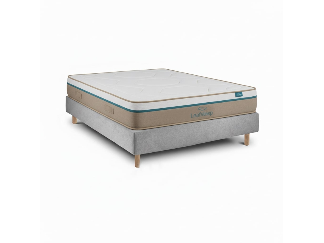 Conjunto Spring Visco E Sommier Cement - Colchão E Cama    200 X 90 Cm Altura 62 Cm Leafsleep