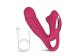 Vibrador De Silicone Com Motor Duplo, Massageador Feminino (rosa Vermelha)