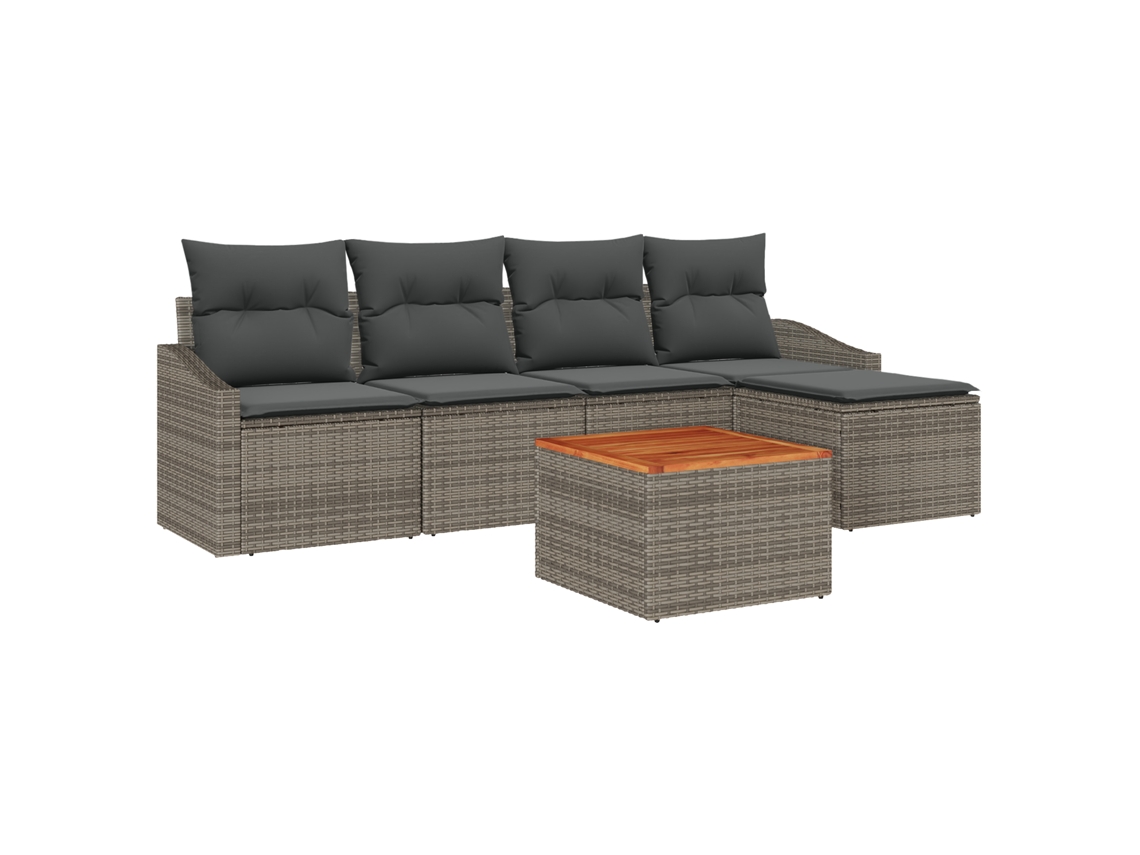 Conjunto 6 Móveis Para Exterior Vidaxl Cinzento Vime Pe (233 X 117 X 69 Cm)