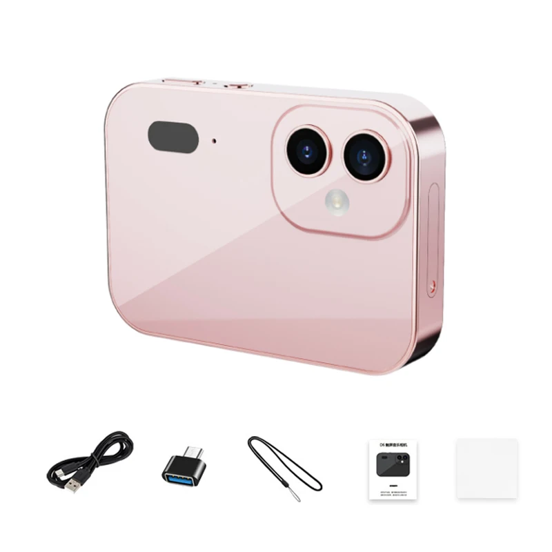 Câmera Digital 4k Função de Visão Noturna 3 Polegadas 64 Megapixel Touch Screen otg Zoom Digital 16x Câmera de Entretenimento MDUG (rosa 32g)