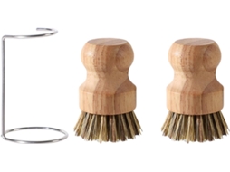 Escova De Louça Essencial Em Madeira, Com Cabo Curto E Ergonômico E Cerdas Naturais Para Facilitar A Limpeza