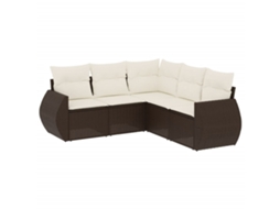 Conjunto de 5 Sofás de Jardim com Almofadões Vime Pe Castanho MAISON EXCLUSIVE (5 pcs)