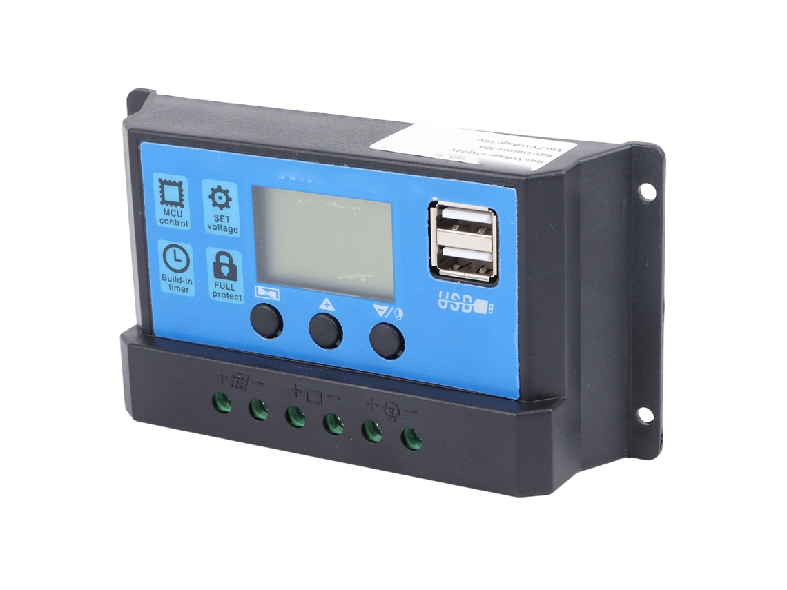Controlador De Carga Solar Pwm 30a Com Lcd E Saídas Usb: 12v/24v Adaptável