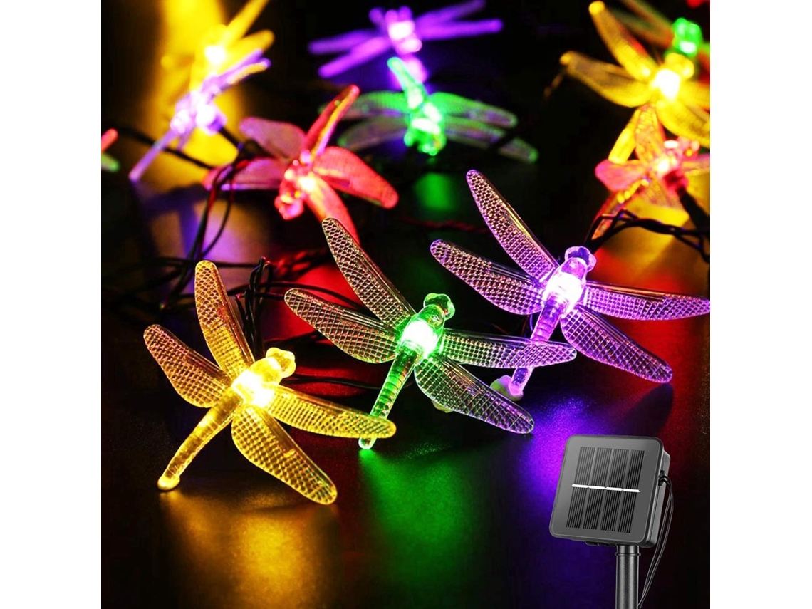 Luzes de Corda Solares Libélula Ao Ar Livre 20,8 Pés 30 Led À Prova D'Água Luzes de Fadas Movidas a Energia Solar Luzes Decorativas de 8 Modos para C