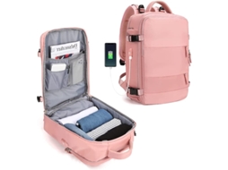 Mochila De Viagem Grande Para Mulher, Mochila De Embarque Com Compartimento Para Sapatos E Porta Usb