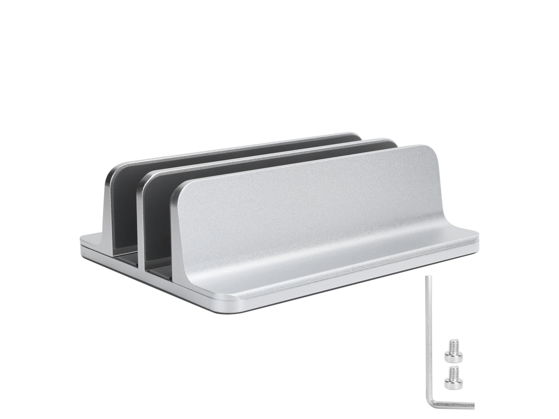 Suporte Vertical Duplo Ajustável Para Notebook De Alumínio.