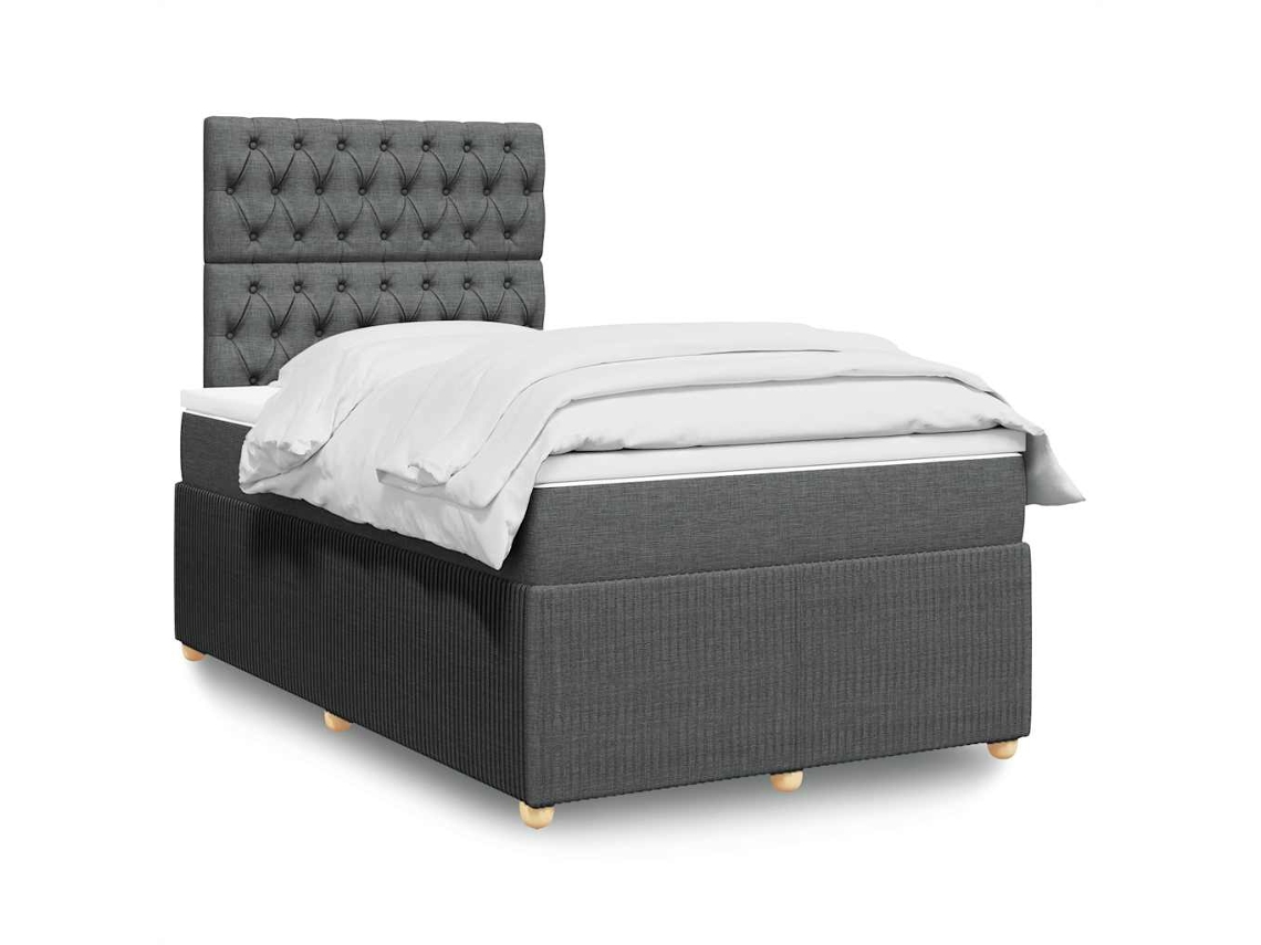 Vidaxl Cama Com Molas/colchão 120x200 Cm Tecido Cinzento-escuro
