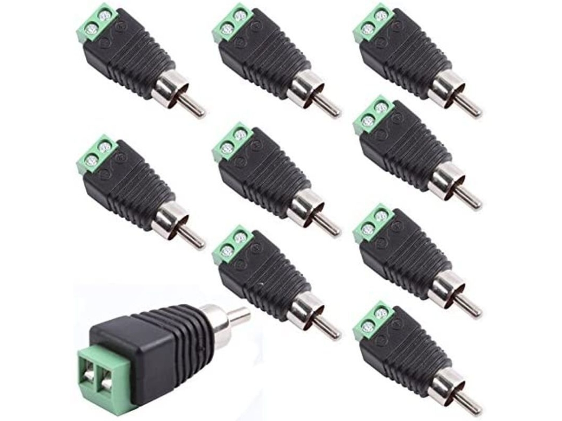 2026 adaptador de Conector Rca Plug Macho para Terminal de Parafuso Av (10 pack)